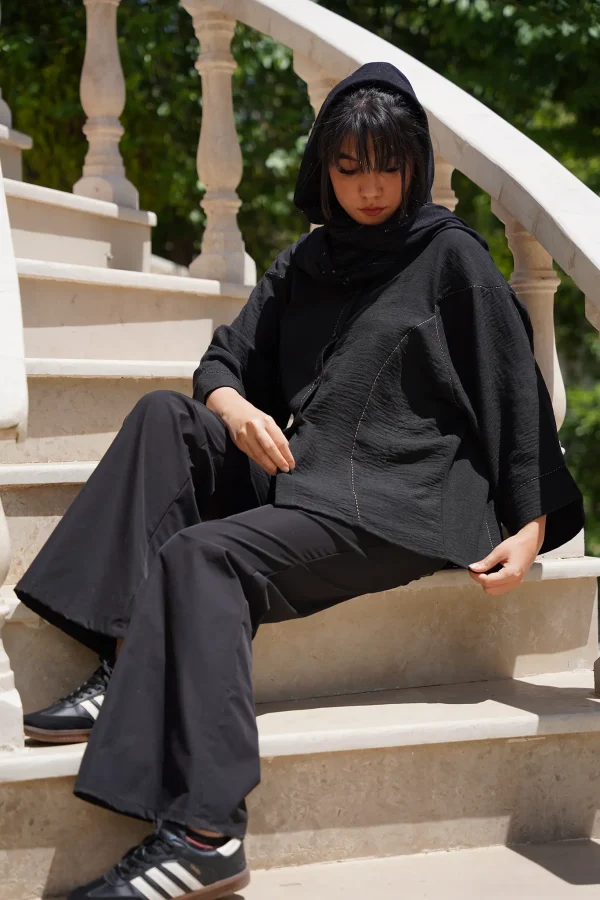 مانتو مشکی کوک دوزی شده